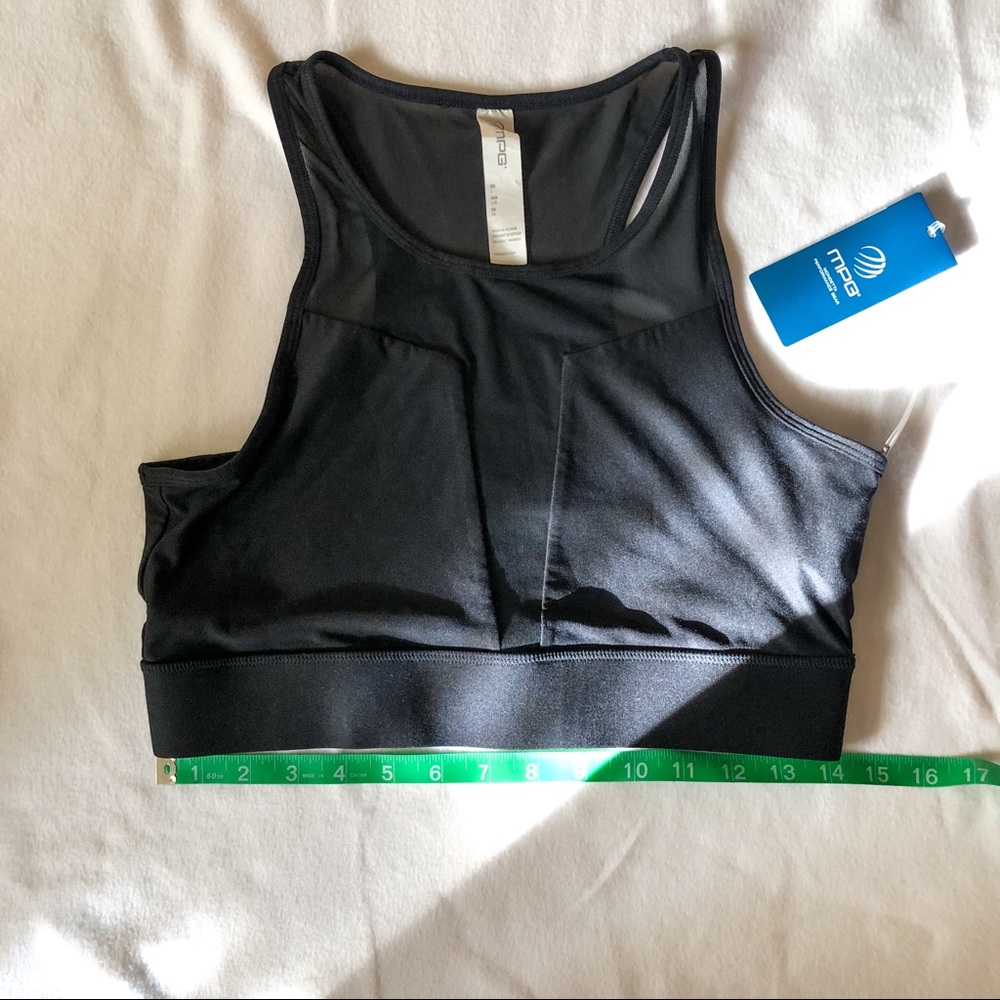 Black mesh high neck sports bra Mondetta